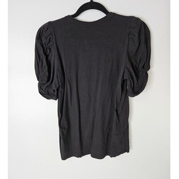 Alc 100% Cotton Kati Black Tee Top Blouse Puff Shoulders Women's XS - Picture 5 of 6